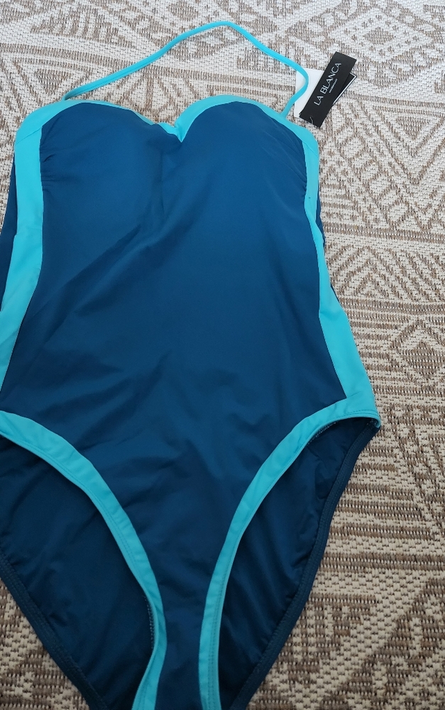 La Blanca Teal and Navy One-Piece Swimsuit